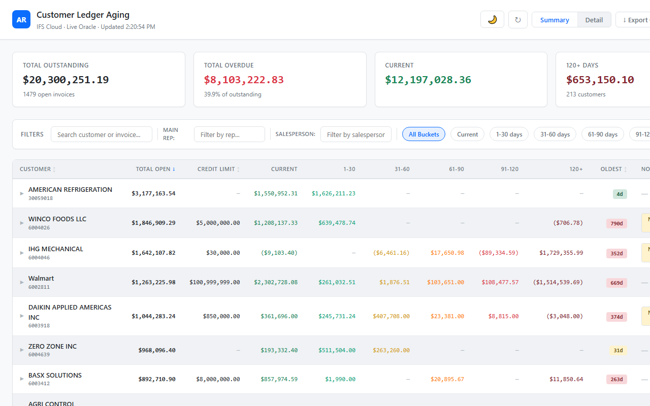 Customer Aging Dashboard preview