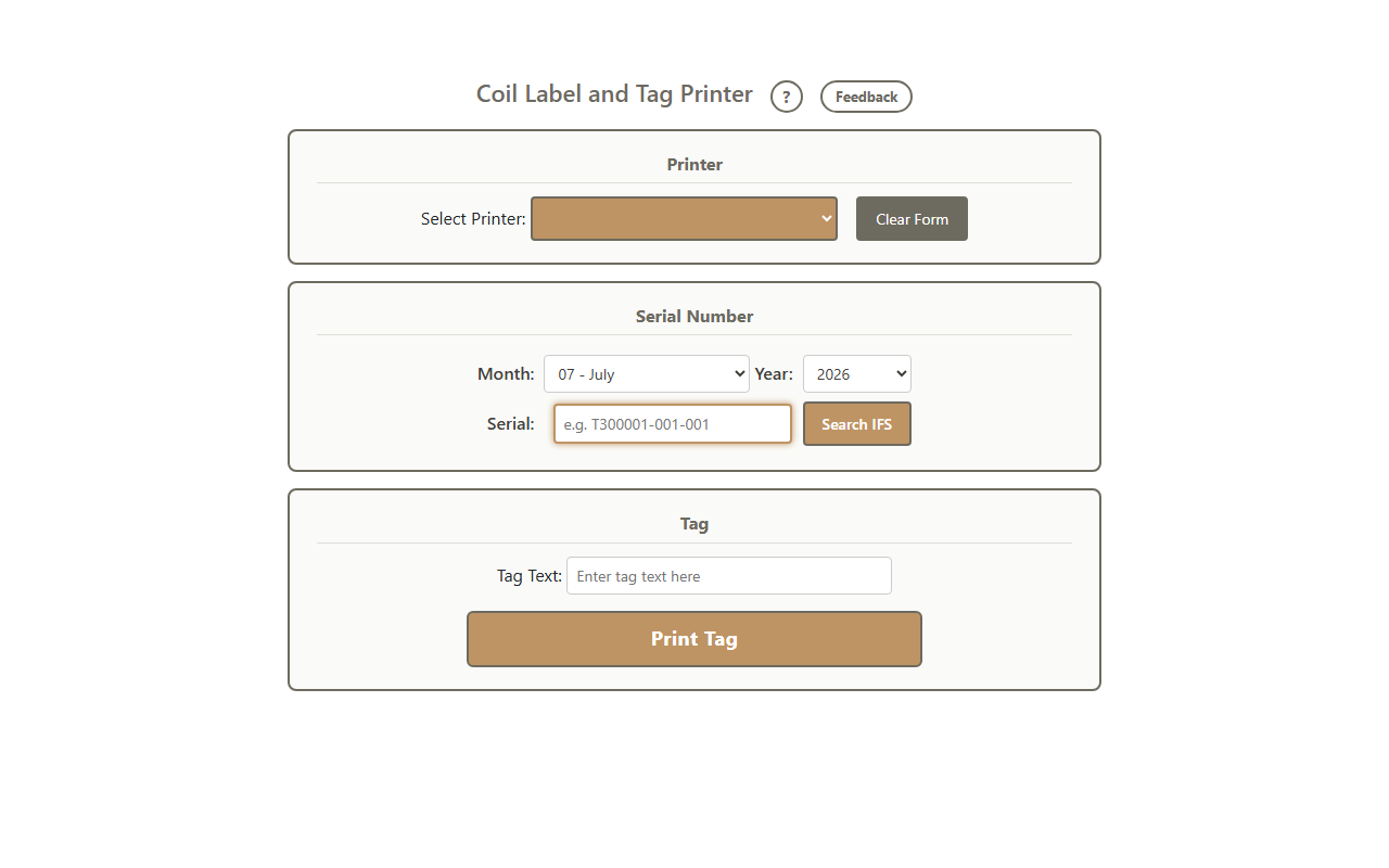 Coil Label/Tag Printer preview