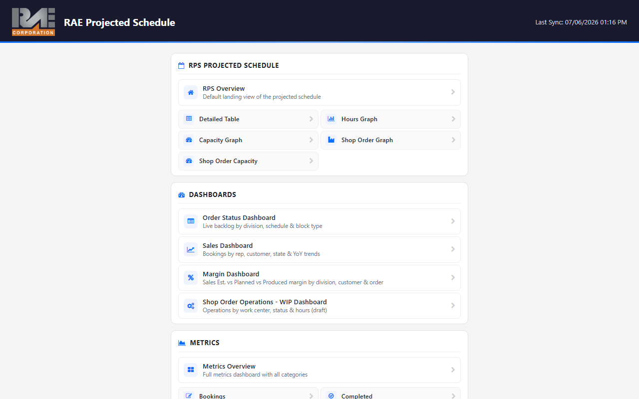 Projected Schedule (RPS) preview